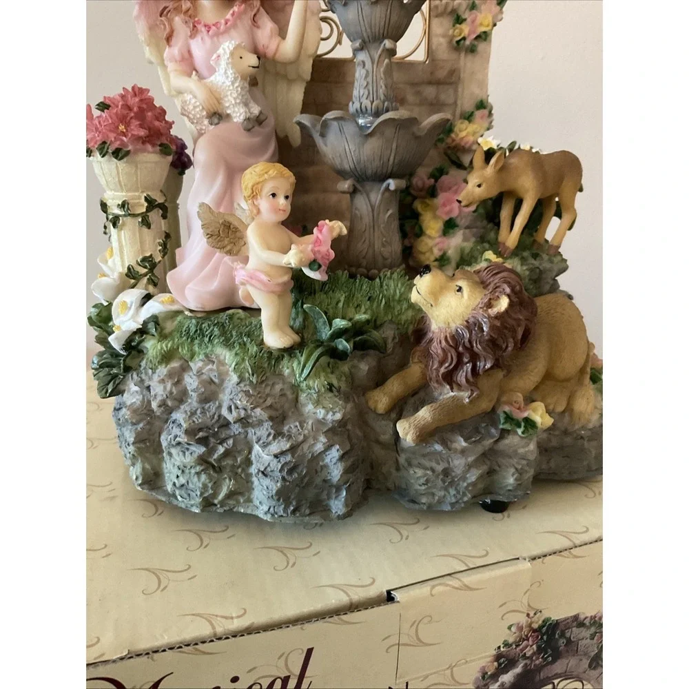 Classic Treasures Musical Angel Lion Lamb Water Fountain Everything is Beautiful